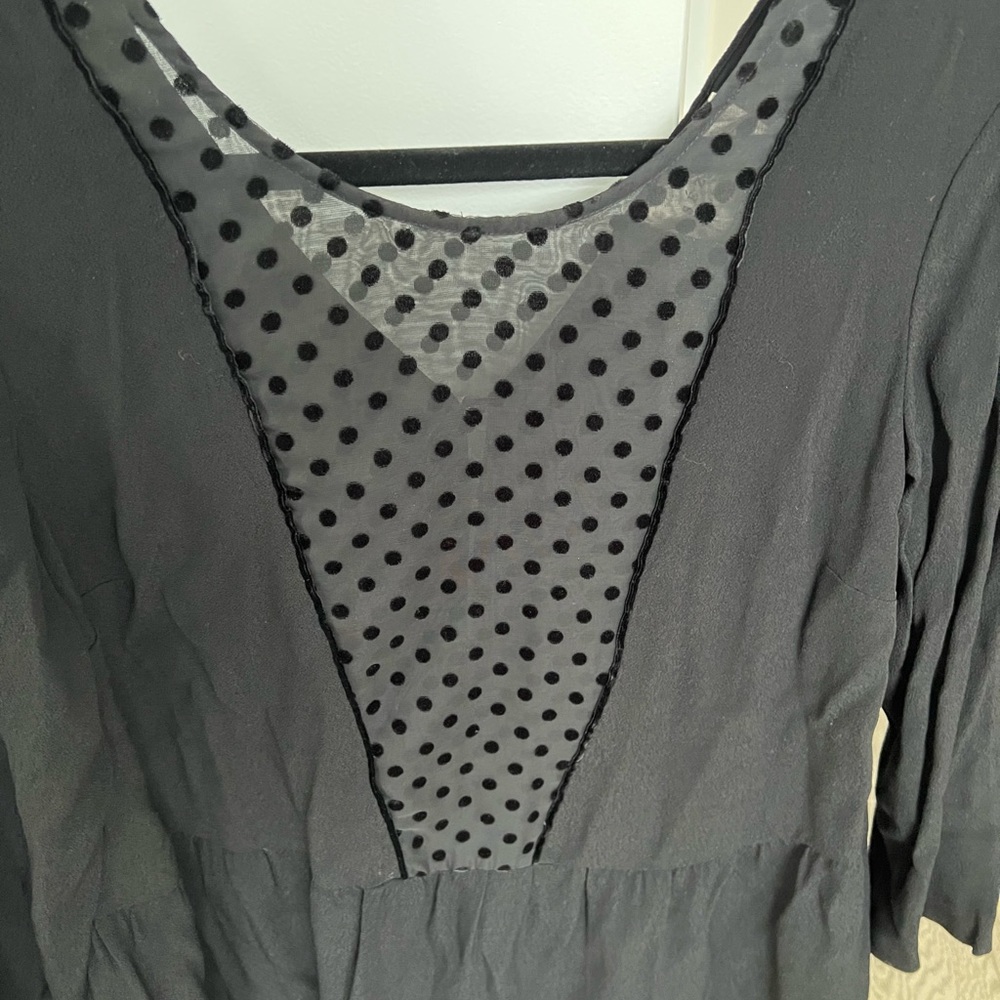 Sezane Black Blouse Sheer Lace Polka Dot size 36 - Picture 4 of 8